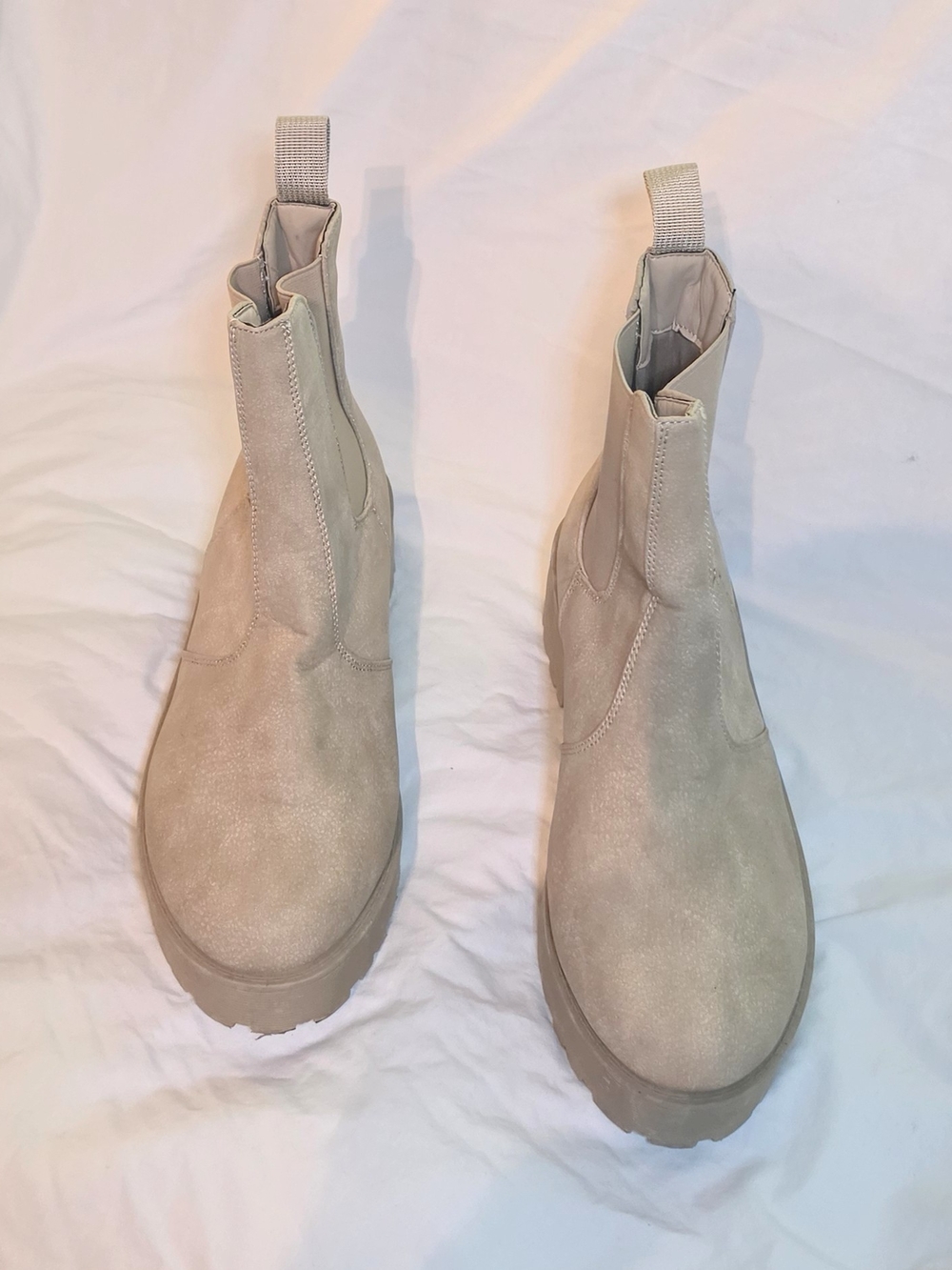 Dirty Laundry Taupe Suede Chelsea Lug Ankle Boots